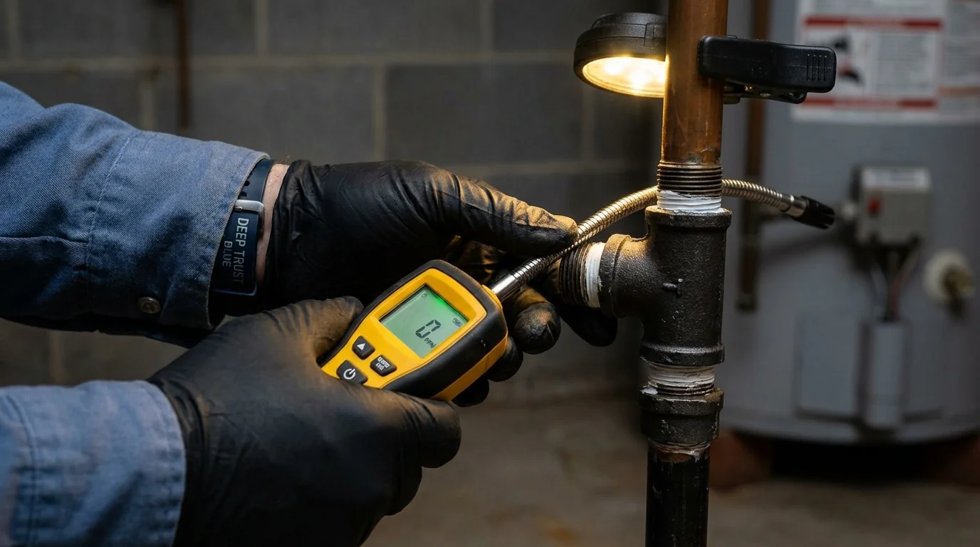Gas leak detection with electronic sniffer by Johns Plumbing LLC in Gambier